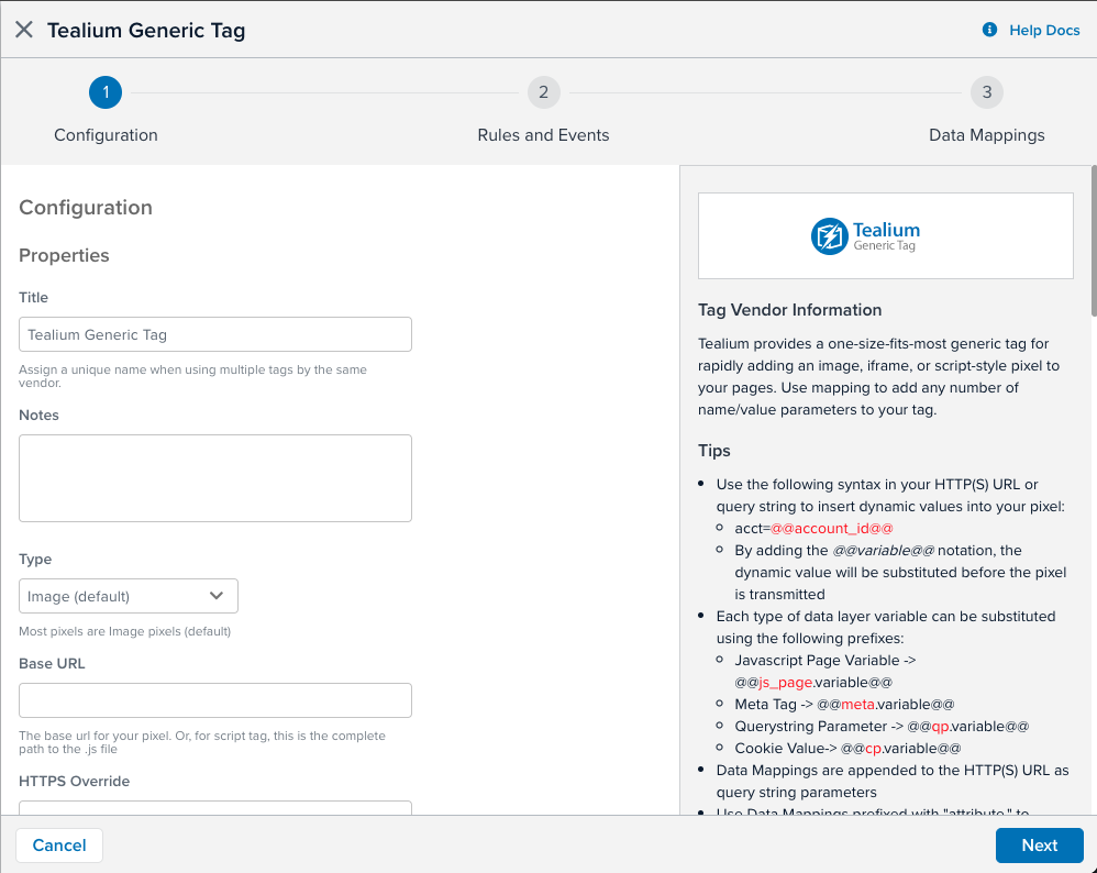 Tealium Generic Tag Configuration Tealium Generic Tag Configuration