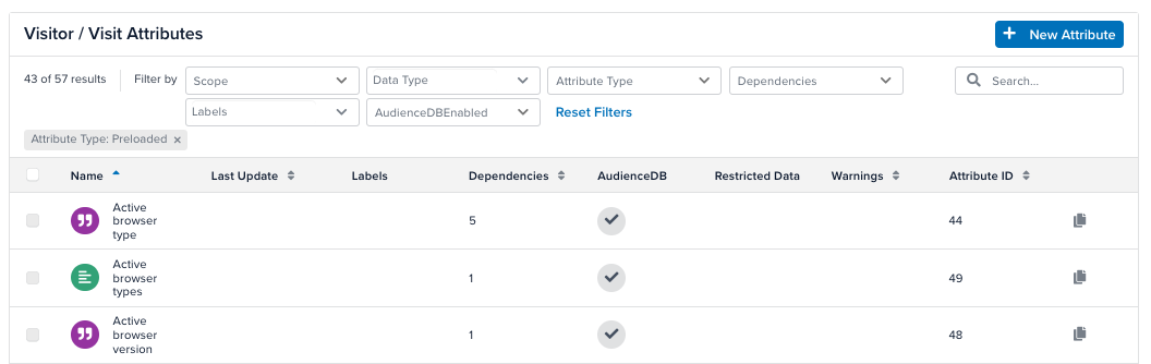 Preloaded attribute filter Preloaded attribute filter